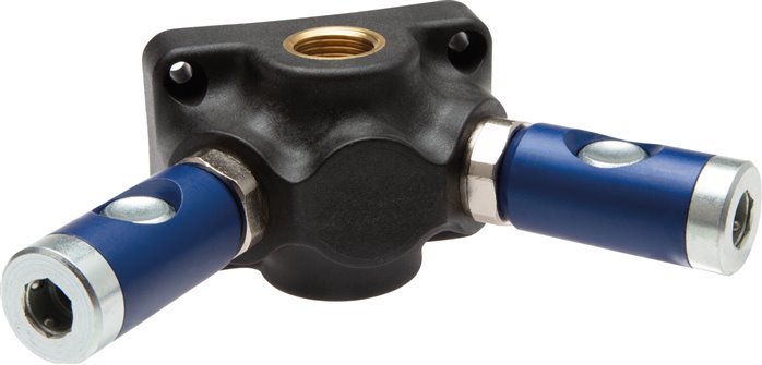 Wanddose mit G 1/2" (IG) und 2 Sicherheits-DruckknopfSchnellkupplungen NW7,2