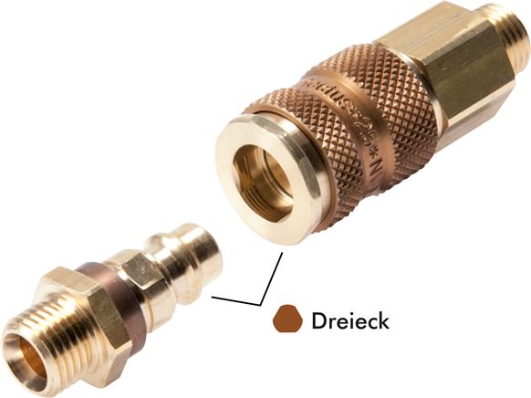 Kupplungsstecker (NW7,2) G 1/4"(IG), braun, Dreieck 12,5 mm