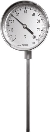 Bimetallthermometer, senkrecht D100/0 bis +80°C/63mm, Edelstahl