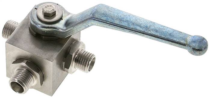 ES-Hochdruck-3-Wege Kugelhahn, T-Bohrung, 8 L (M14x1,5), 0 bis 315bar