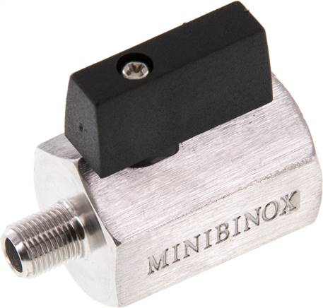 Edelstahl-Minikugelhahn G 1/8" Innengewinde / Außengewinde, PN 25