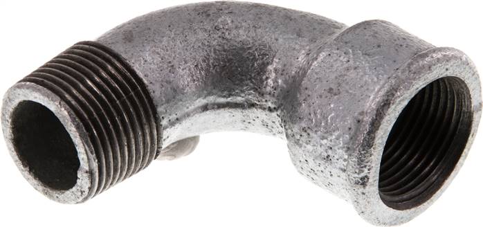 90°-Bogen Rp 3/4"(IG)-R 3/4"(AG), Temperguss verzinkt, kurz Typ 1a