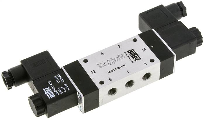 5/3-Wege Magnetventil, G 1/8", Mittelstellung geschlossen, 230 V AC, NW 6