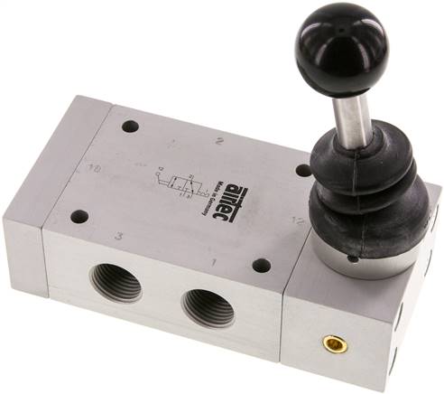 3/2-Wege Handhebelventil, Raste, G 1/2", Handhebel: Edelstahl