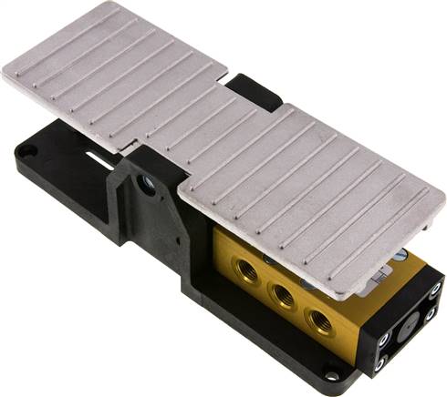 5/3-Wege (Mittelstellung entlüftet)-Fußventil, G 1/4", Raste