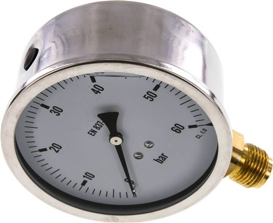 Glycerin-Manometer senkrecht (CrNi/Ms),100mm, 0 - 60 bar -Eco-Line