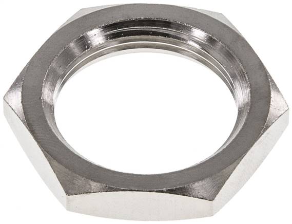Sechskant-Gegenmutter M 28x1,5, Messing vernickelt