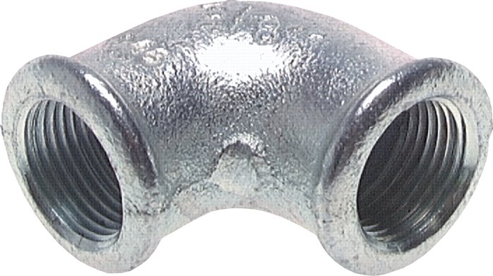 90°-Winkel Rp 1/2"-Rp 1/2", Temperguss verzinkt