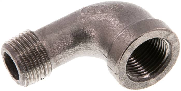 90°-Einschraubwinkel Rp 3/8"(IG)-R 3/8"(AG), 1.4408