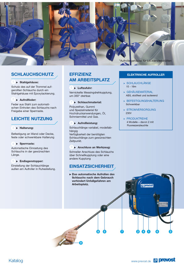 Prevost Industrie-Schlauchaufroller 12 m - 10x14 mm DRF 1012ES mit Sicherheitskupplung ESI 07