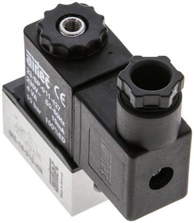 3/2-Wege Magnetventil, G 1/8", 230 V AC, Federrückstellung (NC) 230V, mit Hand-Notbetätigung