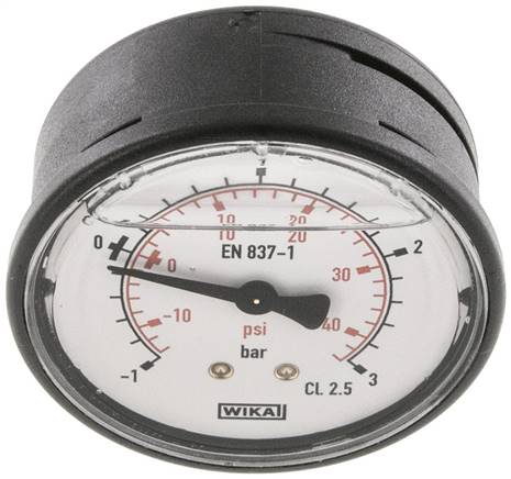 Glycerin-Manometer waagerecht (KU/Ms), 63mm, -1 bis 3 bar