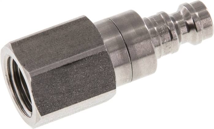 Kupplungsstecker (NW5) G 1/4"(IG), Edelstahl, beidseitig absperrend