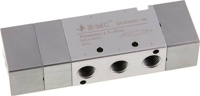 5/3-Wege Pneumatikventil, Mittelstellung geschlossen, G 1/4" (Pilot G 1/8")