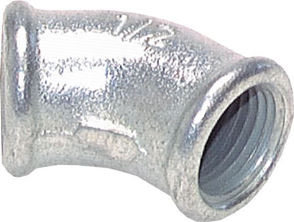 45°-Winkel Rp 1-1/2" (IG), Temperguss verzinkt