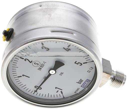 Gly.-Sicherheits-Manometer senkrecht,100mm, -1 bis 5 bar