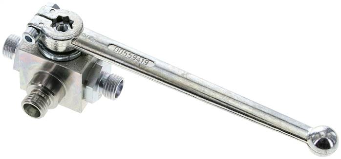 Hochdruck-3-Wege Kugelhahn, L-Bohrung, 8 L (M14x1,5), 0 bis 315bar