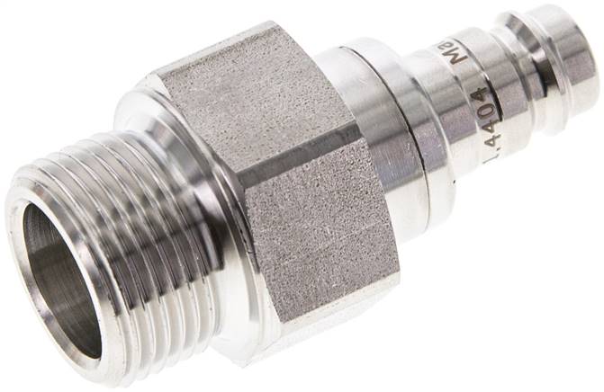 Kupplungsstecker (NW10) G 3/4"(AG), 1.4404, beidseitig absperrend