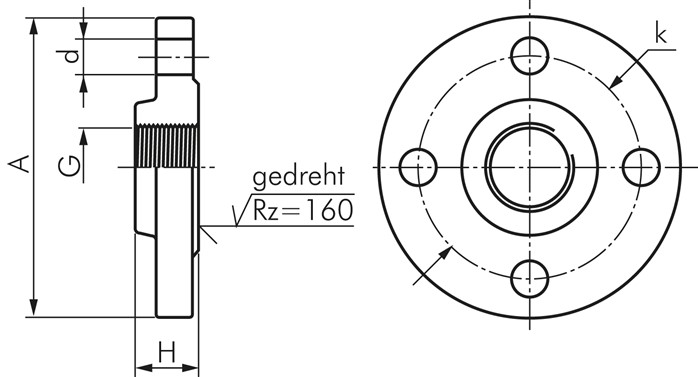 Gewindeflansch DN80-PN16 (DIN/EN), Rp 3", DIN 2566 & EN 1092-1 (Typ 13), Stahl v