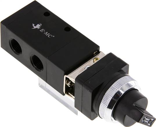 3/2-Wege (NC/NO) Drehschalter-Ventil, schwarz, G 1/4"