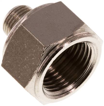 Reduziernippel R 1/8"(AG)-Rp 3/8"(IG), Messing vernickelt