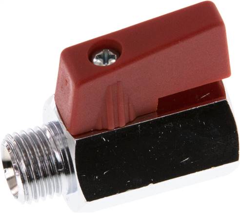 Messing-Minikugelhahn G 1/4" Innengewinde / Außengewinde, PN 15, Knebelgriff