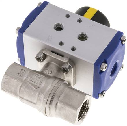 Pneumat. Messing-Kugelhahn, G 1/2", doppeltwirkend