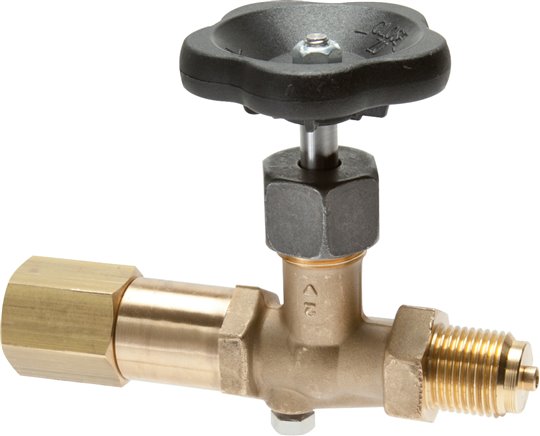 Manometer-Absperrventil G 1/2" Drehbare Muffe - Zapfen mit Schaft für Messgeräte, Messgerätanschluss 1/2" IG, Messing