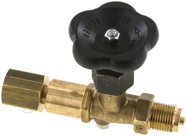 Manometer-Absperrventil G 1/2" Drehbare Muffe - Zapfen mit Schaft für Messgeräte, ohne Prüfanschluss, Messing