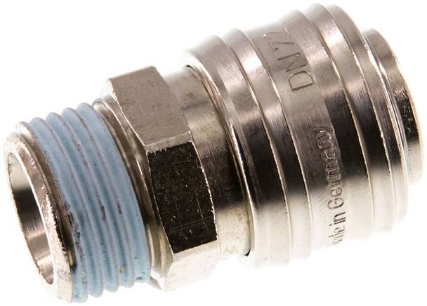 Schnellkupplung (NW7,2) G 1/2"(AG), Messing vernickelt, für Stecker beidseitig absperrend