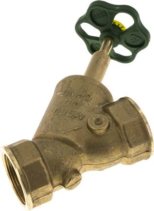 Schrägsitz-Absperrventil, Rp 1-1/2", PN 10, Messing, DVGW