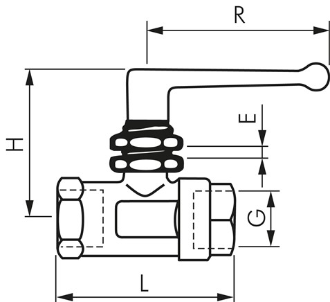 Messing-Kugelhahn, G 3/8", PN 20, Schalttafeleinbau