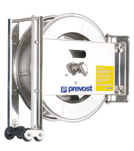 Prevost Schlauchaufroller ohne Schlauch, für Niederdruck, offene Trommel, Edelstahl DMONI
