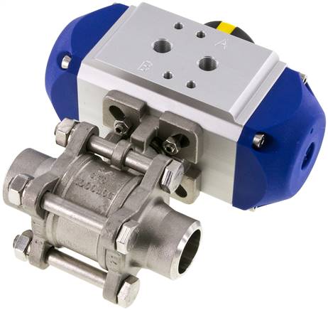 Pneumat. Edelstahl-Kugelhahn, 26,9mm, Feder-schließend