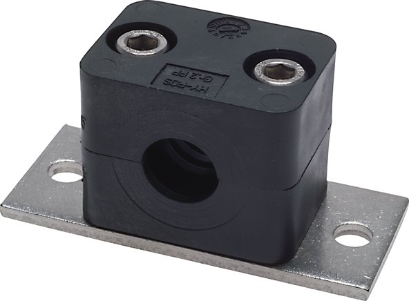 Edelstahl-Rohrschelle, 21,3mm, Baugröße 3, leichte Baureihe, verlängerte Anschweißplatte