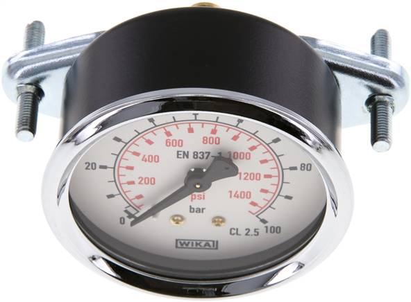 Einbaumanometer, 3-kant-Frontring, 63mm, 0 - 100 bar