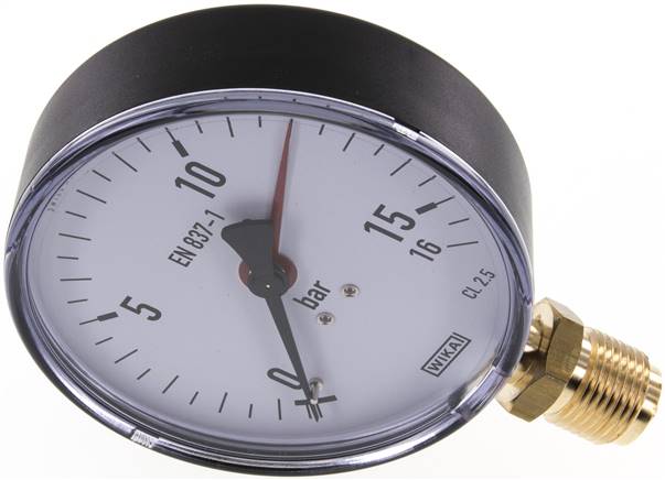 Manometer senkrecht, 100mm, 0 - 16 bar