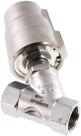 Schrägsitzventil 1.4408, G 3/4", geschlossen, gegen Mediumstrom schließend