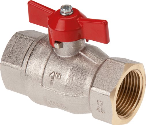 Messing-Kugelhahn, Rp 1/4", -0,9 bis 50 bar, voller Durchgang, Knebelgriff
