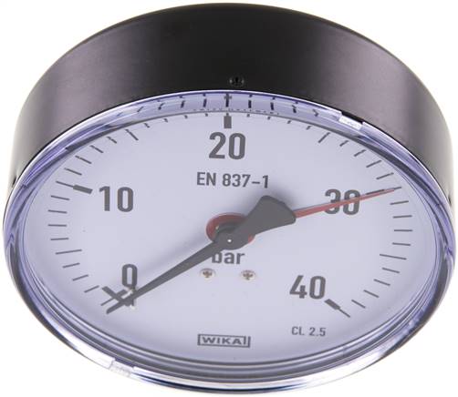 Manometer waagerecht, 100mm, 0 - 40 bar