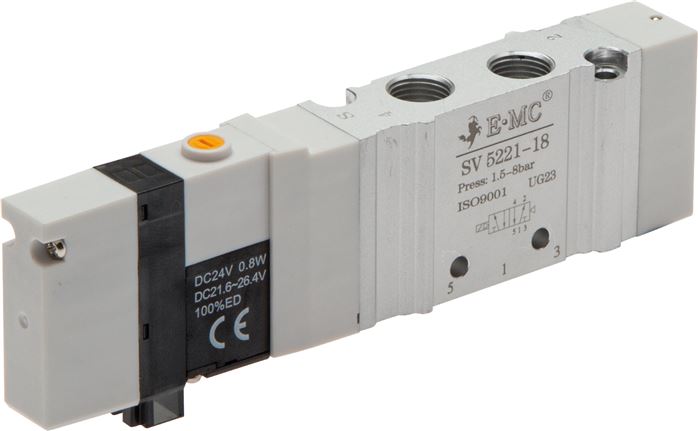 Magnetventil für S2V, 5/2-Wege mit Luftfederrückstellung (monostabil) Typ SV 5221-18