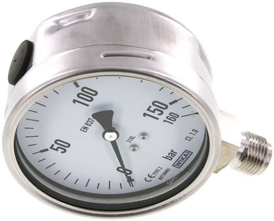 Chemie-Manometer senkrecht, 100mm, 0 - 160 bar