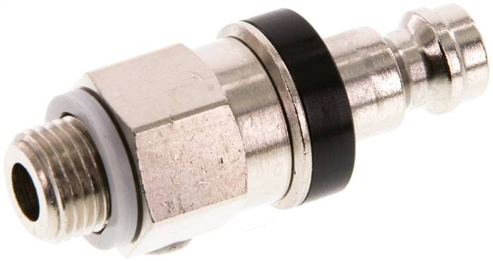 Kupplungsstecker (NW5) G 1/8"(AG), Messing vernickelt (AG) beidseitig absperrend, schwarz