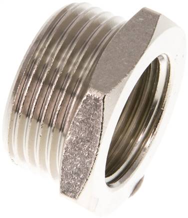 Reduziernippel G 3/4"(AG)-G 1/2"(IG), Messing vernickelt