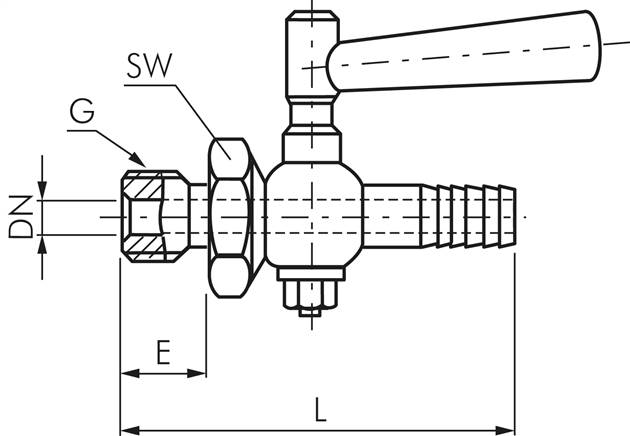 Edelstahl-Schlauchhahn G 1/4"-9 (3/8")mm, PN 6