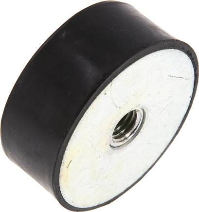 Gummi-Metall-Puffer einseitig mit Innengewinde M 10 (8 tief), D= 50 - H= 20 mm