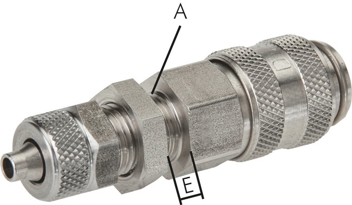 Schott-Schnellkupplung (NW5) 6x4mm Schlauch, Edelstahl, für Stecker beidseitig absperrend
