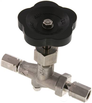 Manometer-Absperrventil G 1/4" Spannmuffe - Spannmuffe,1.4571, ohne Prüfanschluss