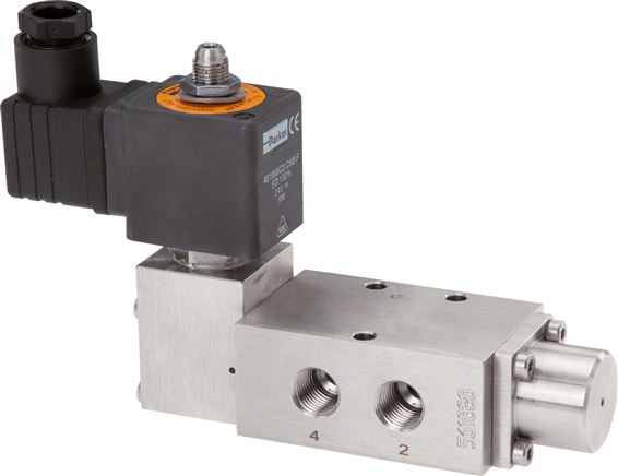 5/2-Wege Magnetventil, G 1/4" , Federrückstellung, 24 V=