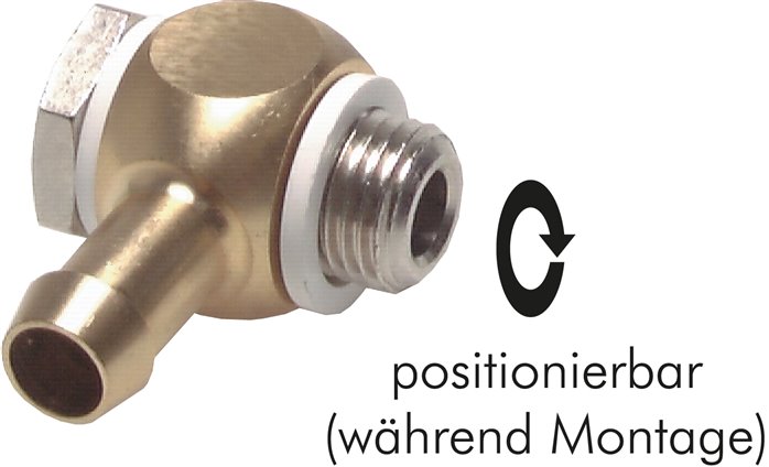 L-Gewindetülle G 3/8"-9 (3/8")mm, Kunststoffdichtung